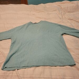 Women's Light Turquoise 100% Cashmere Size L Sweater 27" Pit To Pit 23" Length